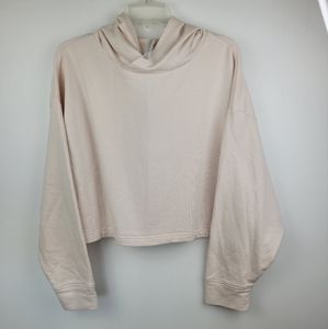 FABLETICS Cropped Hoodie Sweatshirt Size M Cream Minimalist Casual